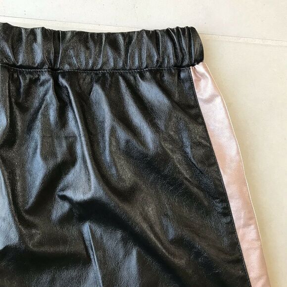 Bebe Vegan Leather High Waist Tuxedo Stripe Culottes Pants - Picture 11 of 12